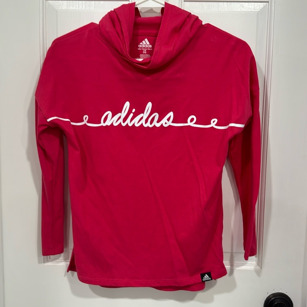 EUC but never worn just no price tags. pink Adidas hood sleeve shirt